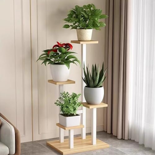 jiajulashou123 Support de Plante Support pour Plantes à 4 Niveaux Étagère pour Plantes en Métal Support Plantes Interieur Multiple Support Jardinière Décoratif Étagère à Fleurs pour Jardin (White B)