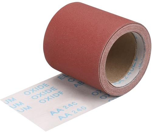 Shineboc Rollo de Papel de Lija Abrasivo Grano 240, 115 mm x 10 m para Lijadoras Manuales para Madera y Metal
