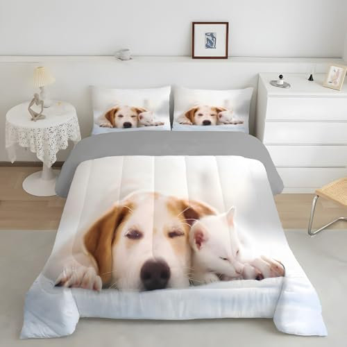 Linfye Bettdecke 135x200 cm Labrador Ganzjahresdecke 4 Jahreszeiten Bedruckte Bettdecke Anti-Allergene Steppdecke Mikrofaser Federdecke Super Weiche Zudecke Schlafdecke Atmungsaktive