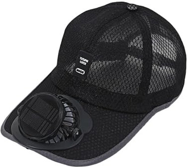 LOVIVER Sun Visor Hats with Fan for Men Women Solar or USB Charging for Running Fishing, black