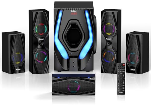 Bobtot Surround Sound Systems Home Cinema System - 1200 Watt Peak Power 10 Subwoofer 5.1/2.1 with Cable Stereo Audio Strong Speaker with HDMI ARC Optical AUX Input