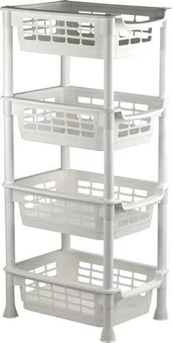 Sturdy 4 Tier Fruit and Vegetable Kitchen Rack (White)