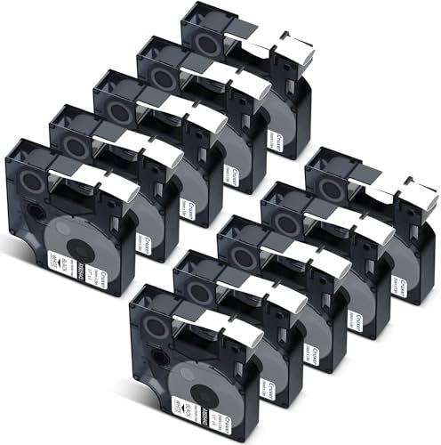 Cruxer 10 Pack Compatible for Rhino A1805443 1805443 Heat Shrink Tube Black on White 24mm x 1.5m Wire Cable Label Tape Replacement for Label Writer Rhino 6000 Maker