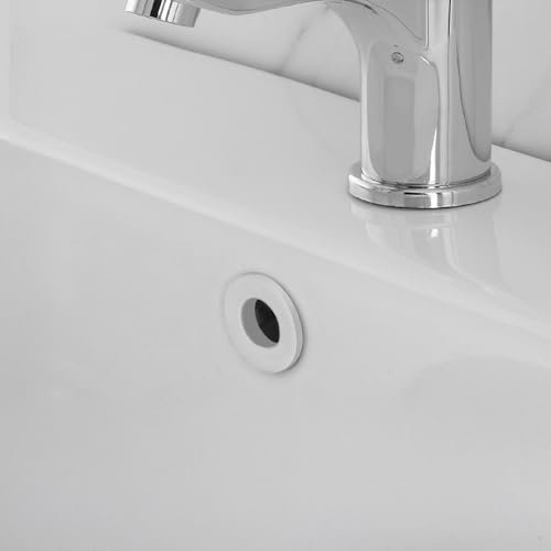 Ghiera Forata Universale Per Troppo Pieno Lavabi E Bidet Aventi Circonferenza 24 O 28 Mm, In Ottone Con Tappo Bianco Opaco Dal Design Moderno