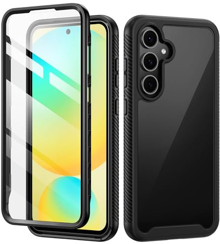 seacosmo Coque pour Samsung S24 FE, Coque Galaxy S24FE Antichoc Housse avec Protection d'écran, 360° Protégé Etui Double Case Transparent Portable Intégrale Coque pour Samsung Galaxy S24 FE 5G - Noir