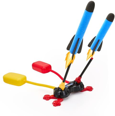 Qivange Toys for 3-10 Years Old Boys Girls, Dual Rocket Launcher Toys with 6pcs Rocket, Outdoor Garden Camping Game for Kids Age 3 4 5 6, Birthday Gift for Children