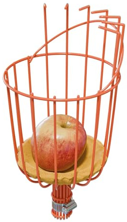Amig - Picker with Metal Basket - Picker with Protective Cushion, Claws and Adjustable Clamp - Basket for Picking Apples, Oranges, Pears - Sturdy Steel