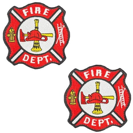 2 Stück Feuerwehrmann Achtung vor Feuer Besticktes Aufnäher Hook and Loop Schließen Fire Dept. Emblem Patches für Rucksack, Mütze, Jacke, Weste, Tasche, Biker, Hundegeschirr