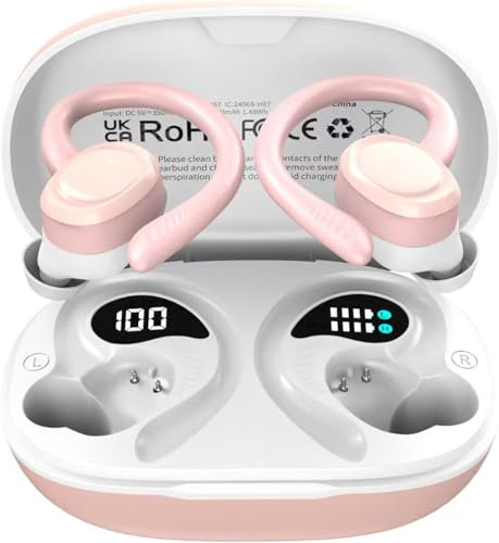 Auriculare Inalámbricos Deportivos, Nueva Auriculares Bluetooth 5.4 con HD Mic, 48H Cascos Inalambricos Bluetooth HiFi Estéreo, Cancelacion Ruido ENC Auriculares Running, IP7 Impermeable/Pantalla LED