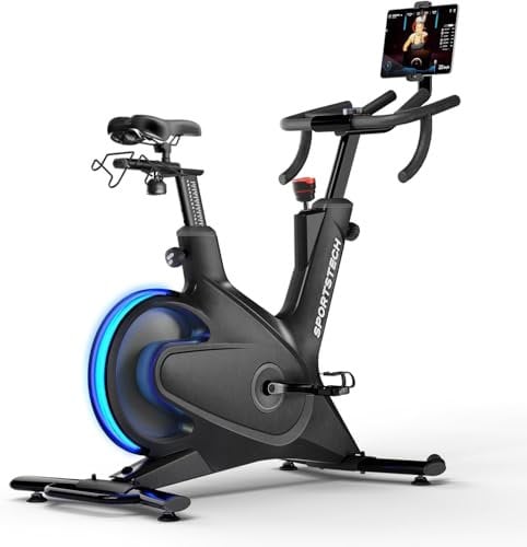 Sportstech sBike Lite - Smartes Heimtrainer Fahrrad mit LED - Deutsche Qualitätsmarke - App mit Kursen und 360° Tablet-Halterung für Full Body Workout - Ergometer, Indoor Fitnessbike