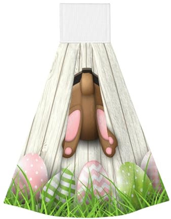 FZGGWYHL Handtuch mit Osterhasen-Holzloch, bedruckt, Korallen-Samt, Handtücher