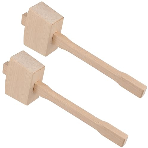 ZEONHEI 2 PCS Beech Wood Mallet, Multipurpose Woodworking Wooden Hammer for Carved Chisels, DIY Projects,Woodworking Tool