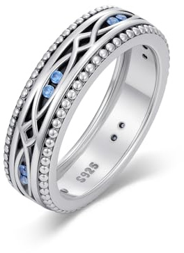 REDSUN Evil Eye Ring S925 Sterling Silber Böser Blick Geschlossener Ringe #6-12 Schutzring Nicht drehbarer Amulett Geschenk Schmuck für Herren Damen Mädchen Mutter