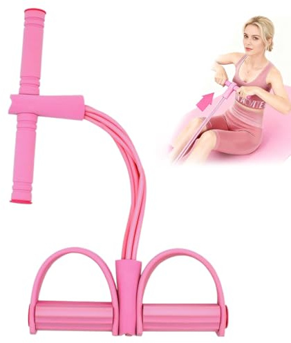 Multifunktions-Spannseil 8-Rohr-Pedal-Widerstandsband elastisches Zug-Yoga-Spannseil für Bauch/Taille/Arm/Beindehnung Schlankheitstraining (Rosa)