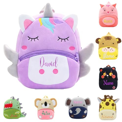 General Personalisiert Rucksack Kinder, Gestickter Name Geeignet Kinderrucksack füR MäDchen, Junge, Geeignet füR Kindergarten, Kita und Schule, Personalisierte Geschenke zum Schulanfang（Einhorn）