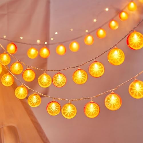 Kaleora Lichterkette Orange, 1,5M 10 LED Orangenscheiben Lichterkette Batteriebetrieben, Zitronen Lichterketten für Schlafzimmer, Party, Hochzeit, Sommer Party, Karneval, Innen Deko