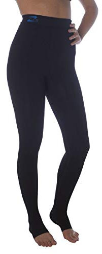 CzSalus Lange Strumpfhose, schlank machende Kompressions-Leggings (18-21 mmHg) Unterstützung Lipödem-Lymphödem (Schwarz, Ls)