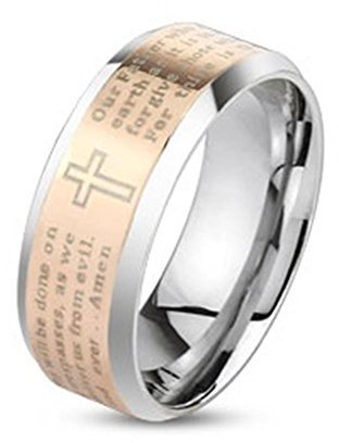 beyoutifulthings glänzender Kreuz Religion Band-Ring Chirurgenstahl 316L Verlobungs-Ring Partner-Ring Trau-Ring 47(15)-72(23)