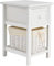 COSTWAY Bedside Table, Solid Wood Nightstand End Sofa Side Table with Drawer and Wicker Basket, Shabby Chic Slim Bedside Cabinet Accent Tea Tables for Living Room Bedroom, 28x31x45cm (1PCS, White)