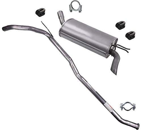 BESTPRICE Auspuff Schalldämpfer Set 1x Abgasrohr, 1x Endschalldämpfer, mit Montagematerial Kompatibel mit RENAULT TWINGO I (C06_)
