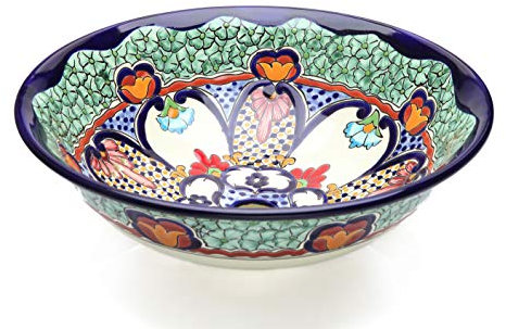 Juanetta - Waschbecken aus Mexiko - Cerames | Aufsatzwaschbecken 40,5 cm x 15 cm | Waschschale für Badezimmer, Gäste WC, rustikale Küche