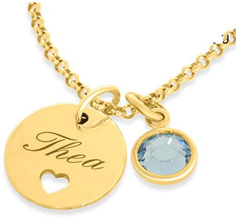 Gold Kette Namenskette Einschulung mit Herz aus 925 Sterling Silber Goldkette mit Namen moderne Kette mit Gravur Geburt Taufe personalisiert Name | HANDMADE IN GERMANY