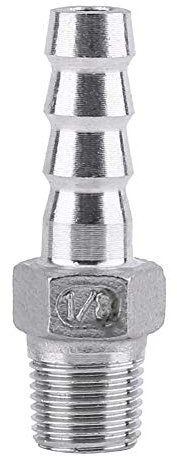 Stainless Steel SS304 Male Thread Pipe Fitting Barb Hose Tail Connector BSP 1/8~3/4 for Chemical, Water Heating, Mechanical Piping(1 Point =1/8 * 8mm)