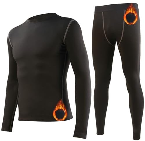 Arcweg T-Shirt & Collant Set di Biancheria Intima Termica a Compressione in Pile Alto Elastico Traspirante Comodo da Indossare in 1 ° Strato Anche Pelle Nera (EU) = XL (Etichetta)