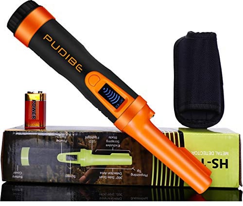LCD-Display, vollständig wasserdicht, Pinpoint-Metalldetektor, Pinpointer – (drei Modi) 360° Suchschatzpunktsucher Sonde mit Gürtelholster Zubehör für Erwachsene und Kinder, Hs10 Orange