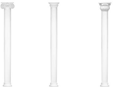Säule | rund | kanneliert | vorgrundierte Oberfläche | stoßfest | Klassisch | Barock | Dekosäule | Stuck | weiß | PU | N3318F Set 3 | 180 mm