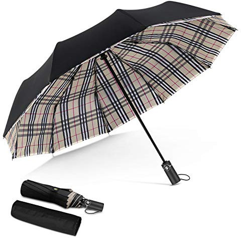 DORRISO Automatico Pieghevole Ombrello Antivento Impermeabile Anti-UV Asciugatura Portatile Rapida Donna Uomini Viaggio Ombrello Grande Ombrello Ombrello a scacchi