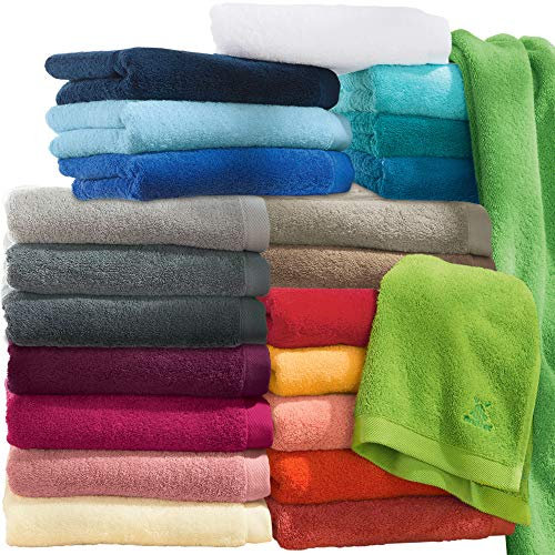 Erwin Müller Badetuch Serie Heidenheim, 100% Baumwolle -grau Größe 100x150 cm - schnell trocknend und extra saugstark, praktisch durch beidseitige Schlaufen