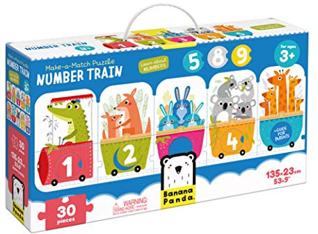 Banana Panda - Make-a-Match Puzzle Number Train - enthält 30 große Teile zum Lernen von Zahlen und Farben sowie eine Anleitung für Eltern mit kreativen Spielideen, für Kinder ab 3 Jahren und älter