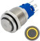 Lumonic Edelstahl Druckschalter erhaben 16mm Durchmesser I Mit einer Ring LED in Gelb Maße: 2,8x0,5mm Pin s 250V 3A I Vandalismussicher nach dem IP65