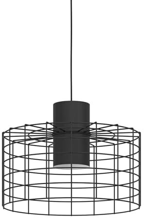 EGLO Pendelleuchte Milligan, 1 flammige Hängelampe industrial, Hängeleuchte aus Metall in Schwarz, Weiß, Esstischlampe, Wohnzimmerlampe hängend mit E27 Fassung, Ø 38 cm