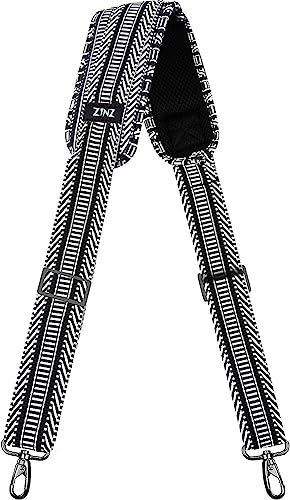 ZINZ Schultergurt, 57 Universal Verstellbare Schulterriemen Dauerhafte belüfteten mit Metall Drehhaken für Gepäck Duffel Kameratasche Laptoptasche Reisetasche Sporttaschen(Schwarz&Weiß II, 145cm)
