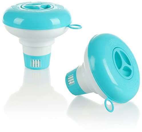 com-four® 2X Flotadores dosificadores químicos para tabletas de Cloro o bromo - para la dosificación para Piscinas (2x12,7 cm)