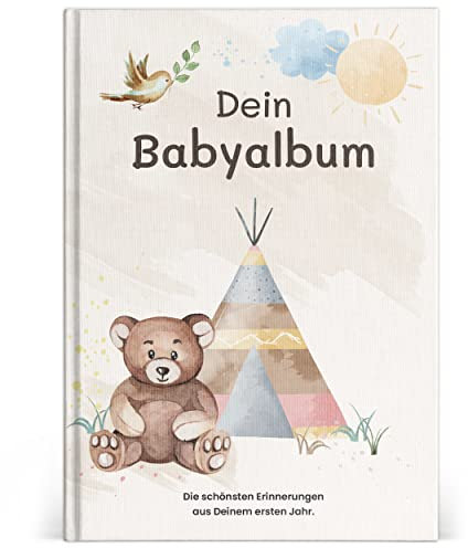 Babyalbum | Das erste Jahr | Erinnerungsbuch zum Eintragen | Babybuch für Jungen und Mädchen | Fotoalben für Babys als Geschenk Mehrfarbig