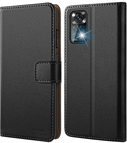 HOOMIL MagFlip Hülle für Xiaomi Redmi Note 11/11S, Premium Leder Klappbar Handyhülle Schutzhülle - Schwarz