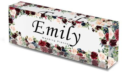 Bivei Personalisiertes Namensschild für den Schreibtisch, personalisierter Gravur, Foto-Name und Titel, Bürotisch, Glas-Namensschild für Rezeptionisten, Lehrer, Designer usw.