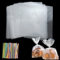 150 Stück transparente Zellophantüten, 25 x 15 cm Cellophantüten mit 150 metallischen Bändern, plastiktüten, kekstüten transparent, für Partytüten Kindergeburtstag Gastgeschenke, Polypropylen (PP)