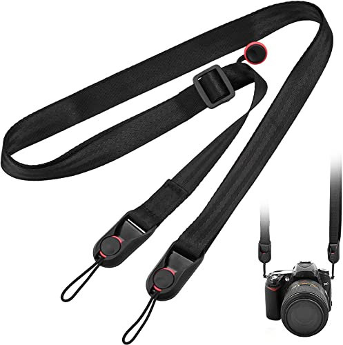 MINSHUXI Tracolla per Fotocamera Rilascio Rapido Tracolla Fotocamera in Nylon Universale 48-152cm Cinghia Della Fotocamera Regolabile (Nero)