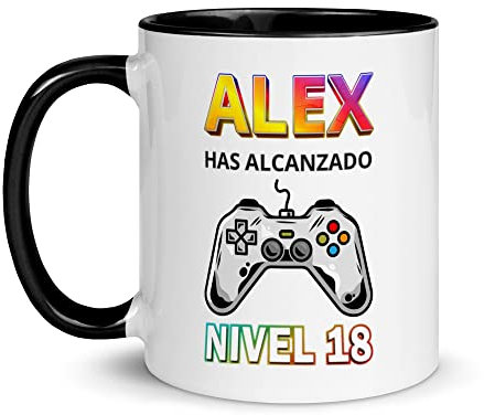 Zumo Digital Taza Personalizada de Cumpleaños Gamer, Vidrio, Cilíndrico, 1 Unidad (Paquete de 1), 11 cm de Ancho x 9.5 cm de Alto, Negro