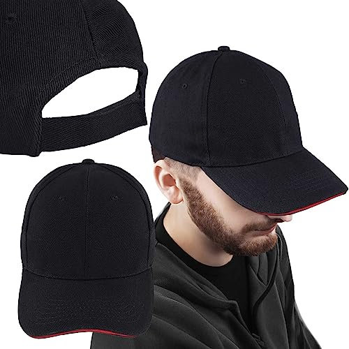 Bauster® Baseballkappe für Herren und Damen 100% Baumwolle, Baseballcap Baseballmütze Kappe 6 Farben Universelle Größe, Unisex, Einheitsgröße, Sonnenmütze, Kopfschutz, Kopfbedeckungenngen (Schwarz)