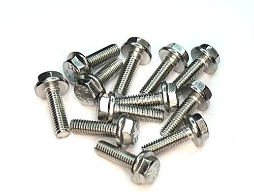 Set di viti esagonali M6 flangiate (6 mm x 12 mm), bullone completamente filettato, in acciaio inossidabile A2 (confezione da 10)