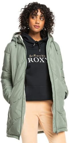Roxy Better Weather - Länger geschnittene Steppjacke mit Kapuze für Frauen Grün