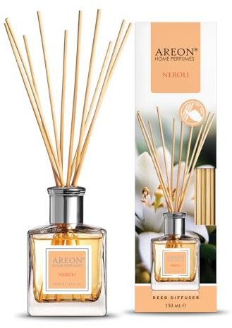 Areon Reed Diffuser/Neroli / 150 ml / 1 Verpackung/Parfüm für zu Hause oder für Büro, langdauernde Aroma, Schilfsticksatz für Diffuser