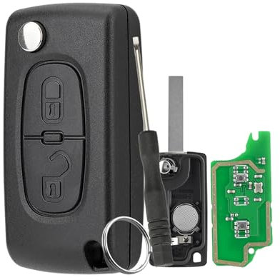 433MHZ 2 Taste Autoschlüssel Ask für Citroen C2 C3 Pluriel Berlingo Picasso C4 für Peugeot 308 307 Flip Remote schlüssel mit ID46 Chip VA2 Klinge CE0536 Mit Schraubendreher und Schlüsselring