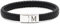 HAYOUWAY Mens Leather Bracelet with Initials Letter A-Z Bracelets for Women, Black Braided Leather Bracelet with Engraved Stainless Steel Magnetic Clasp Jewelry Gifts for Men Boys