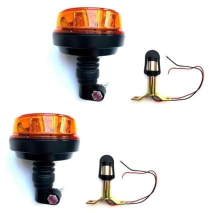 MelTruck® 2x LED Rundumleuchte 4 Blitzmuster Warnleuchte 12V 24V E9 für LKW PKW Traktor (Aufsteckrohr T)